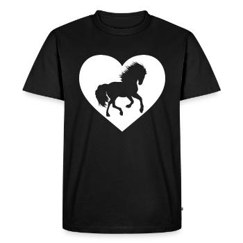 Amoureux des chevaux Cow girl Nice Horse Heart Silhouette - T-shirt Premium bio Homme - noir - Devant - Nico (187cm)