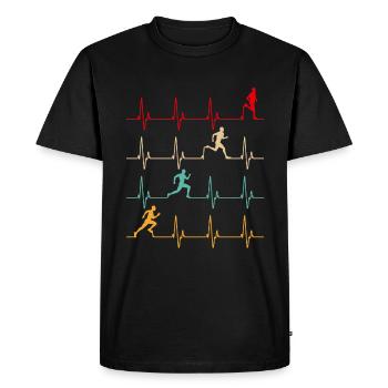 Papa court à pied aime courir un coureur de marathon cool - T-shirt Premium bio Homme - noir - Devant - Nico (187cm)