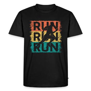 Papa court à pied aime courir un coureur de marathon cool - T-shirt Premium bio Homme - noir - Devant - Nico (187cm)
