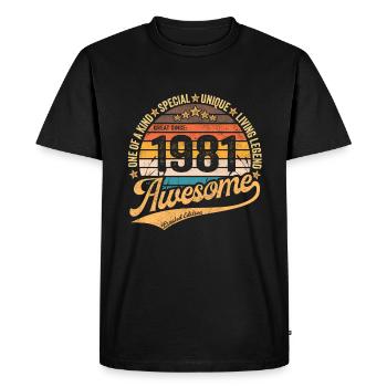 1981 Birthday Retro Vintage born in 1981 - Men's Premium Organic T-Shirt - black - Front - Nico (187cm)