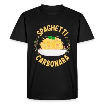Spaghetti Carbonara | Amateurs de pâtes cuisiniers - T-shirt Premium bio Homme - noir - Devant - Nico (187cm)