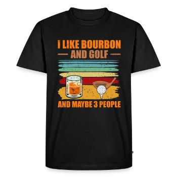 J’aime le bourbon et le golf et peut-être 3 personnes - T-shirt Premium bio Homme - noir - Devant - Nico (187cm)