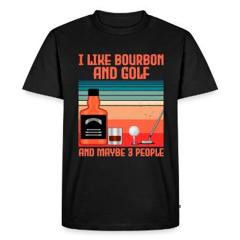 J’aime le bourbon et le golf et peut-être 3 personnes - T-shirt Premium bio Homme - noir - Devant - Nico (187cm)