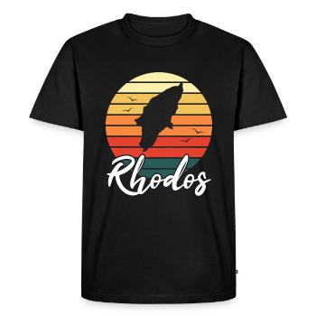 Rhodes Island Map Greece Retro Gift - Men's Premium Organic T-Shirt - black - Front - Nico (187cm)