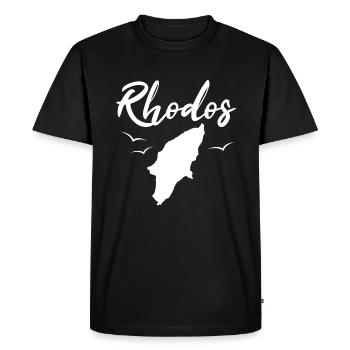 Rhodes Carte Île grecque Cadeau de Noël - T-shirt Premium bio Homme - noir - Devant - Nico (187cm)