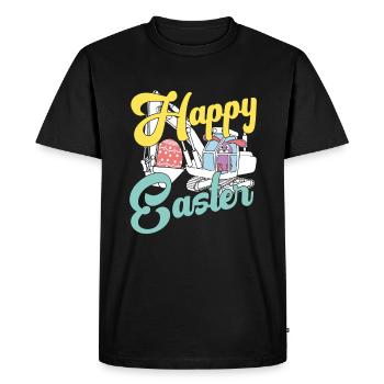 Lapin Joyeux jour de Pâques Chasse printanière Oeufs Lapin - T-shirt Premium bio Homme - noir - Devant - Nico (187cm)