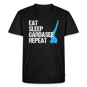 Manger, dormir, Lac de Garde – Le cycle de vie - T-shirt Premium bio Homme - noir - Devant - Nico (187cm)