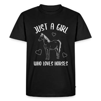 La fille aime les chevaux affaire du cœur - T-shirt Premium bio Homme - noir - Devant - Nico (187cm)