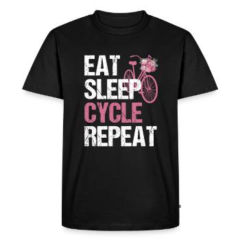 Eat Sleep Cycle Repeat - Bicycle Life Flowers - Men's Premium Organic T-Shirt - black - Front - Nico (187cm)