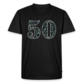 Fifty Military Style Strong Age Gift - Men's Premium Organic T-Shirt - black - Front - Nico (187cm)