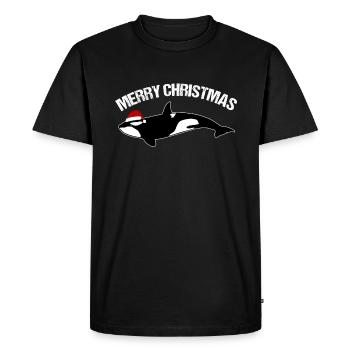 Merry Christmas Whale Santa Hat Festive - Men's Premium Organic T-Shirt - black - Front - Nico (187cm)