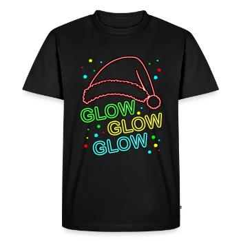 Glow Glow Glow Chapeau de Père Noël lumineux - T-shirt Premium bio Homme - noir - Devant - Nico (187cm)