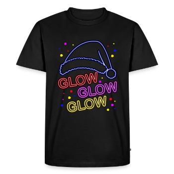Glow Glow Glow Chapeau de Père Noël lumineux - T-shirt Premium bio Homme - noir - Devant - Nico (187cm)