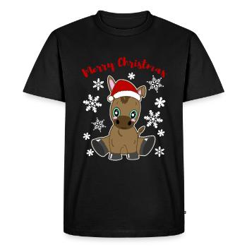 Merry Donkey Child Merry Christmas Festive - Men's Premium Organic T-Shirt - black - Front - Nico (187cm)