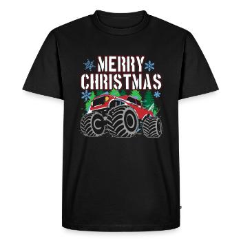 Cadeau de Noël camion festif ride - T-shirt Premium bio Homme - noir - Devant - Nico (187cm)