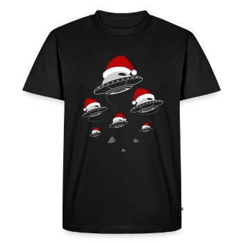OVNI Père Noël chapeau Alien Holidays - T-shirt Premium bio Homme - noir - Devant - Nico (187cm)