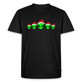 Alien Noël vert bonnet drôle cadeau - T-shirt Premium bio Homme - noir - Devant - Nico (187cm)