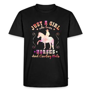 Horse Love - charme Western élégant - T-shirt Premium bio Homme - noir - Devant - Nico (187cm)