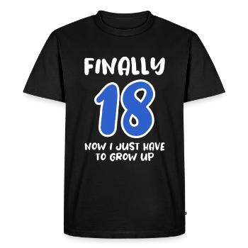 Officially Grown Up - And Now? - Men's Premium Organic T-Shirt - black - Front - Nico (187cm)