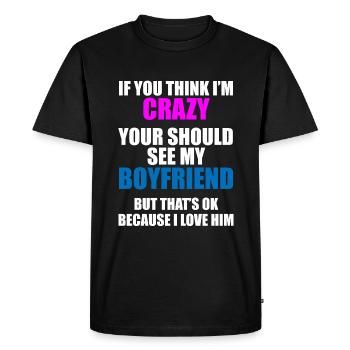 Friend? Crazy & fascinating! - Men's Premium Organic T-Shirt - black - Front - Nico (187cm)