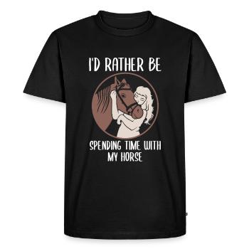 Du temps avec les chevaux qui n’a pas de prix - T-shirt Premium bio Homme - noir - Devant - Nico (187cm)