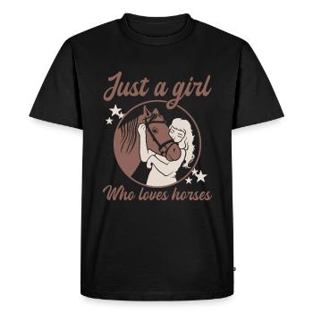 Cheval Amour Cavalier Fille Rêve - T-shirt Premium bio Homme - noir - Devant - Nico (187cm)