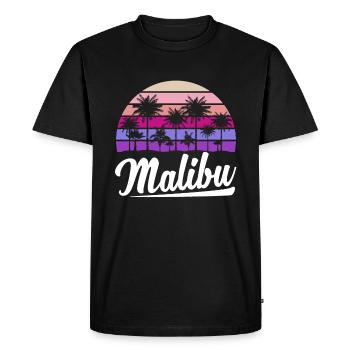 Rétro Malibu coucher de soleil Relax - T-shirt Premium bio Homme - noir - Devant - Nico (187cm)