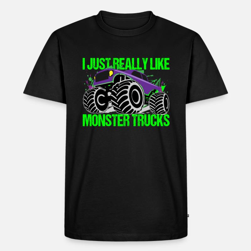 Monstertruck Farbexplosion Dynamik - Männer Premium Bio T-Shirt - Schwarz