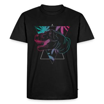 T-Rex Neon Triangle Artwork Gift - Men's Premium Organic T-Shirt - black - Front - Nico (187cm)