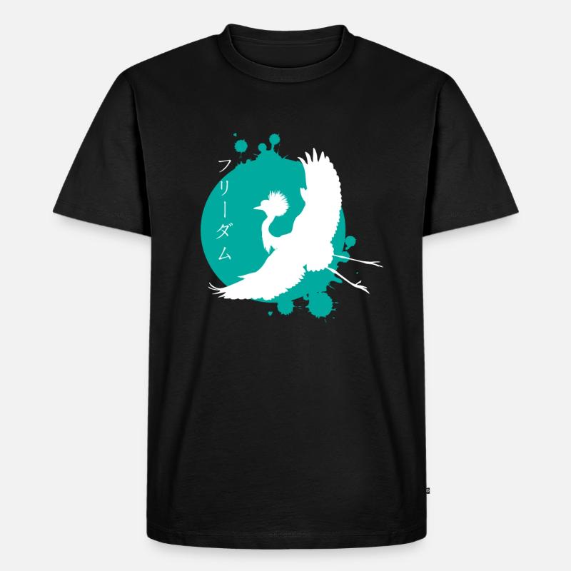 Kranich Dynamik & Schriftzeichen Kunst - Männer Premium Bio T-Shirt - Schwarz
