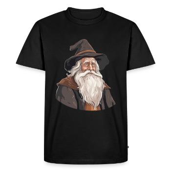 Le Magicien Blanc - T-shirt Premium bio Homme - noir - Devant - Nico (187cm)