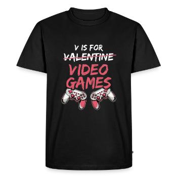 V is for Valentine Video Games - Valentine's Day - Men's Premium Organic T-Shirt - black - Front - Nico (187cm)