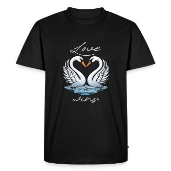 L’amour gagne - Cygnes Saint-Valentin - T-shirt Premium bio Homme - noir - Devant - Nico (187cm)