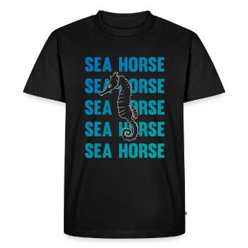 Hippocampe jeu d’écriture océan amour - T-shirt Premium bio Homme - noir - Devant - Nico (187cm)