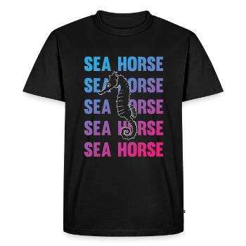 Hippocampe jeu d’écriture océan amour - T-shirt Premium bio Homme - noir - Devant - Nico (187cm)