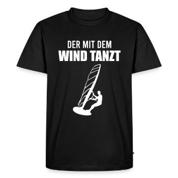 Danseuse du vent - âme de surfeur - T-shirt Premium bio Homme - noir - Devant - Nico (187cm)