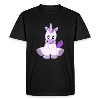 Licorne mignonne - Regard magique - T-shirt Premium bio Homme - noir - Devant - Nico (187cm)