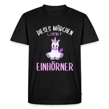 Filles et licornes - Un amour magique - T-shirt Premium bio Homme - noir - Devant - Nico (187cm)