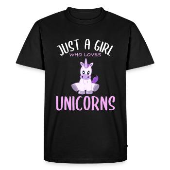 Fille Aime Les Licornes - Sweet Magic World - T-shirt Premium bio Homme - noir - Devant - Nico (187cm)