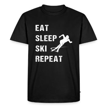Mode de vie du ski : manger, dormir, répéter - T-shirt Premium bio Homme - noir - Devant - Nico (187cm)