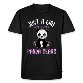 Un cœur de fille pour les pandas - T-shirt Premium bio Homme - noir - Devant - Nico (187cm)