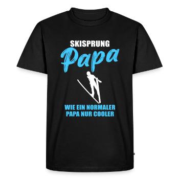 Papa saut à ski : la fraîcheur à l’état pur - T-shirt Premium bio Homme - noir - Devant - Nico (187cm)
