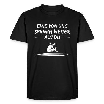 Long Jump Challenge Winner Gift - Men's Premium Organic T-Shirt - black - Front - Nico (187cm)