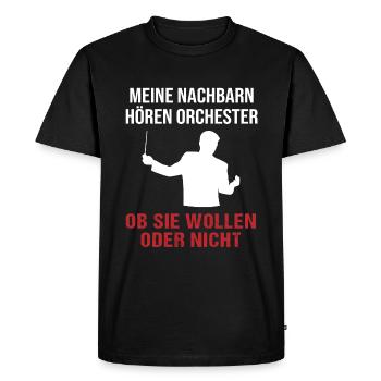 Orchestra Neighborhood - Gift with Humor - Men's Premium Organic T-Shirt - black - Front - Nico (187cm)