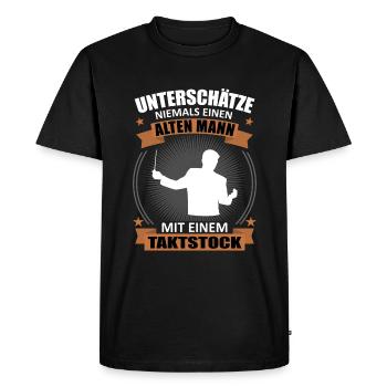 Never Underestimate an Old Man - Baton - Men's Premium Organic T-Shirt - black - Front - Nico (187cm)