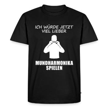 Longing Harmonica Player Chemise - T-shirt Premium bio Homme - noir - Devant - Nico (187cm)
