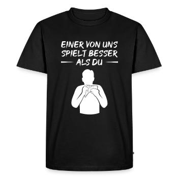 Défi du maître de la flûte de Pan - T-shirt Premium bio Homme - noir - Devant - Nico (187cm)