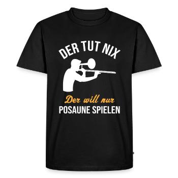 Ne veut pas jouer au trombone cadeau - T-shirt Premium bio Homme - noir - Devant - Nico (187cm)