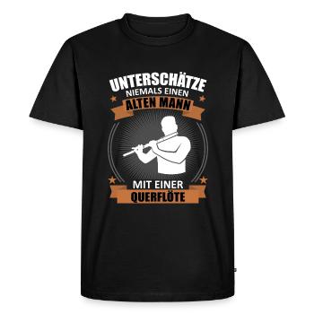 Vieil homme à la sagesse de la flûte - T-shirt Premium bio Homme - noir - Devant - Nico (187cm)