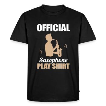 Saxophone Playing Shirt – Your Music Outfit - Men's Premium Organic T-Shirt - black - Front - Nico (187cm)